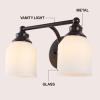 JONATHAN Y JYL7550A Farmhouse 2-Light Bathroom Vanity Light, 14″ Chrome Wall Sconce with Frosted Glass Bell Shade, Dimmable Wall Mount Fixture for Powder Room, Mirror, Kitchen, LED Bulbs Included(Oil Rubbed Bronze/White)