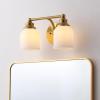 JONATHAN Y JYL7550A Farmhouse 2-Light Bathroom Vanity Light, 14″ Chrome Wall Sconce with Frosted Glass Bell Shade, Dimmable Wall Mount Fixture for Powder Room, Mirror, Kitchen, LED Bulbs Included(Brass Gold/White)