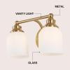 JONATHAN Y JYL7550A Farmhouse 2-Light Bathroom Vanity Light, 14″ Chrome Wall Sconce with Frosted Glass Bell Shade, Dimmable Wall Mount Fixture for Powder Room, Mirror, Kitchen, LED Bulbs Included(Brass Gold/White)