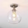 JONATHAN Y JYL7566A 9.75″ Modern Farmhouse Semi Flush Mount Ceiling Light, Bohemian Nickel Light Fixture with Clear Seeded Glass Globe Shade for Hallway, Bedroom, Entryway, Kitchen, LED Bulb Included