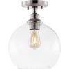 JONATHAN Y JYL7566A 9.75″ Modern Farmhouse Semi Flush Mount Ceiling Light, Bohemian Nickel Light Fixture with Clear Seeded Glass Globe Shade for Hallway, Bedroom, Entryway, Kitchen, LED Bulb Included