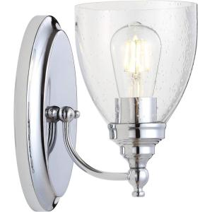 JONATHAN Y JYL7469A Oil Rubbed Bronze Vanity Light, Traditional 9″ Wall Sconce with Clear Seeded Glass Shade, Hardwired Bathroom Light Fixture for Mirror, Powder Room, Hallway, E26 Base(Chrome)