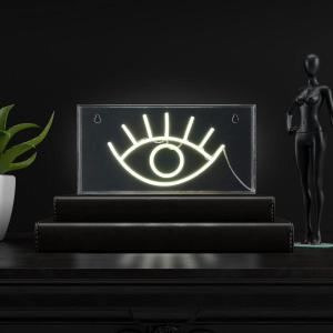 JONATHAN Y NEN1001A Eye 11.8″ Contemporary Glam Acrylic Box USB Operated LED Neon Light, Yellow Plug in Wall Light for Bedroom Wall Décor, Kids Bedroom, Party Supplier
