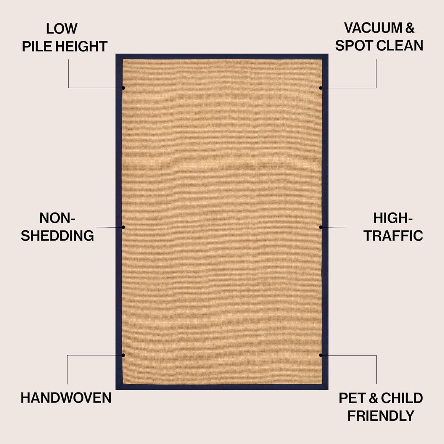 image:imageJONATHAN Y Border Jute Indoor Area Rug NaturalDark Gray 3X5 ft Camden Farmhouse Cottage for Living Room Bedroom Kitchen Office EasyCleaning High Traffic PetFriendly NonShedding KTN100D3NaturalNavy