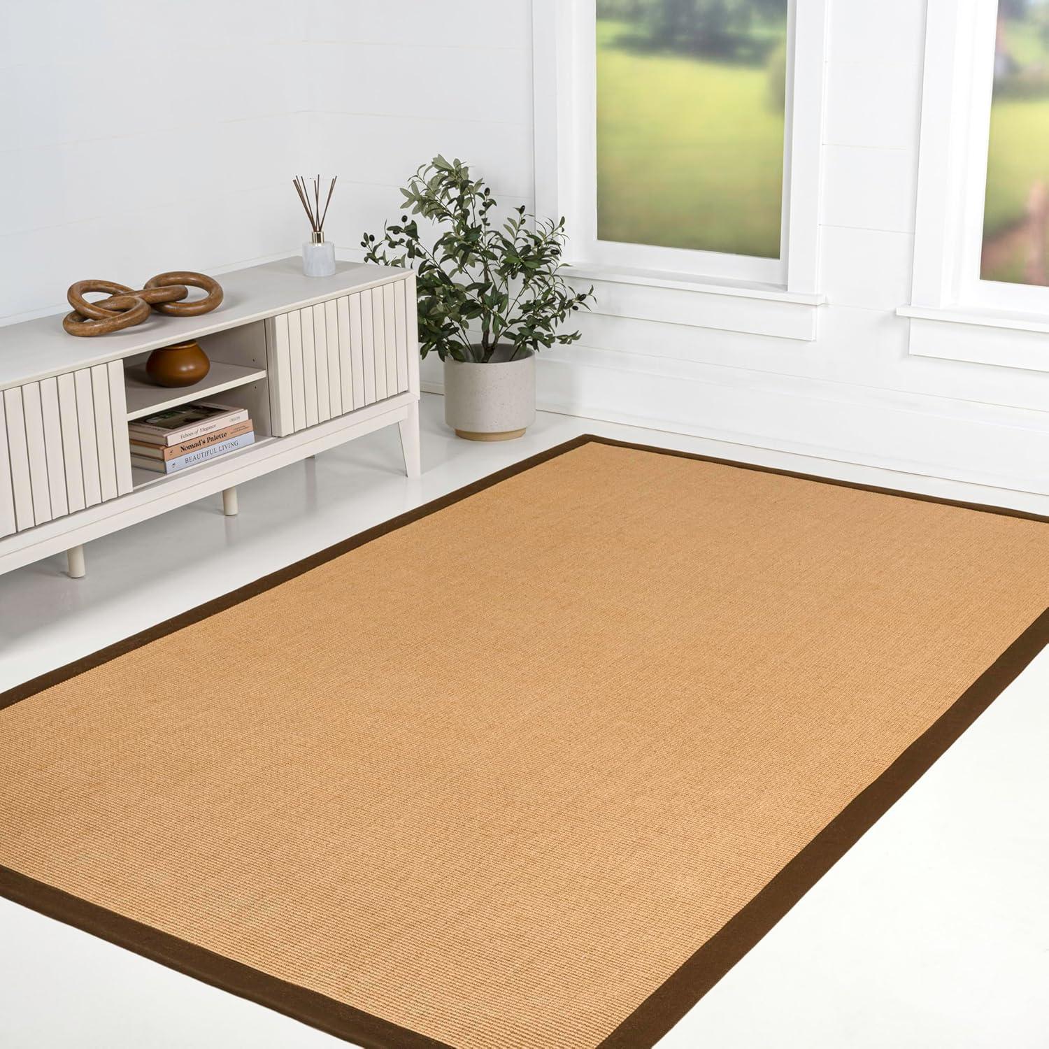 image:imageJONATHAN Y Border Jute Indoor Area Rug NaturalDark Gray 3X5 ft Camden Farmhouse Cottage for Living Room Bedroom Kitchen Office EasyCleaning High Traffic PetFriendly NonShedding KTN100D3NaturalBrown