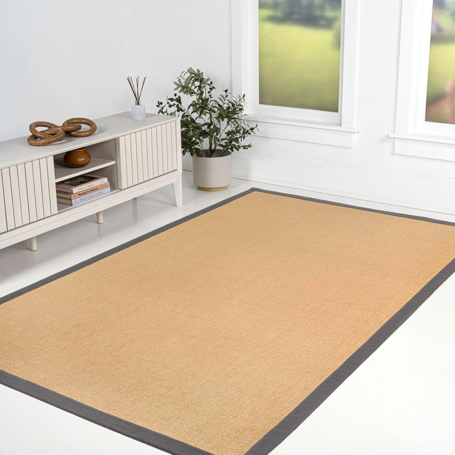 image:imageJONATHAN Y Border Jute Indoor Area Rug NaturalDark Gray 3X5 ft Camden Farmhouse Cottage for Living Room Bedroom Kitchen Office EasyCleaning High Traffic PetFriendly NonShedding KTN100D3NaturalDark Gray