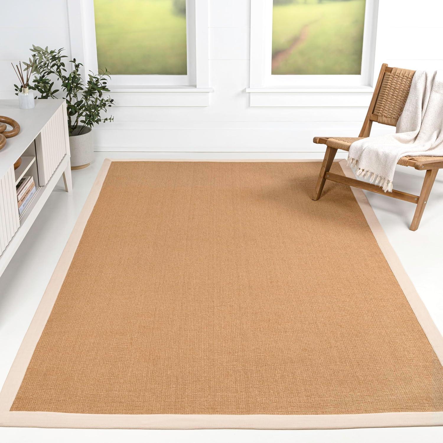 image:imageJONATHAN Y Border Jute Indoor Area Rug NaturalDark Gray 3X5 ft Camden Farmhouse Cottage for Living Room Bedroom Kitchen Office EasyCleaning High Traffic PetFriendly NonShedding KTN100D3NaturalBeige