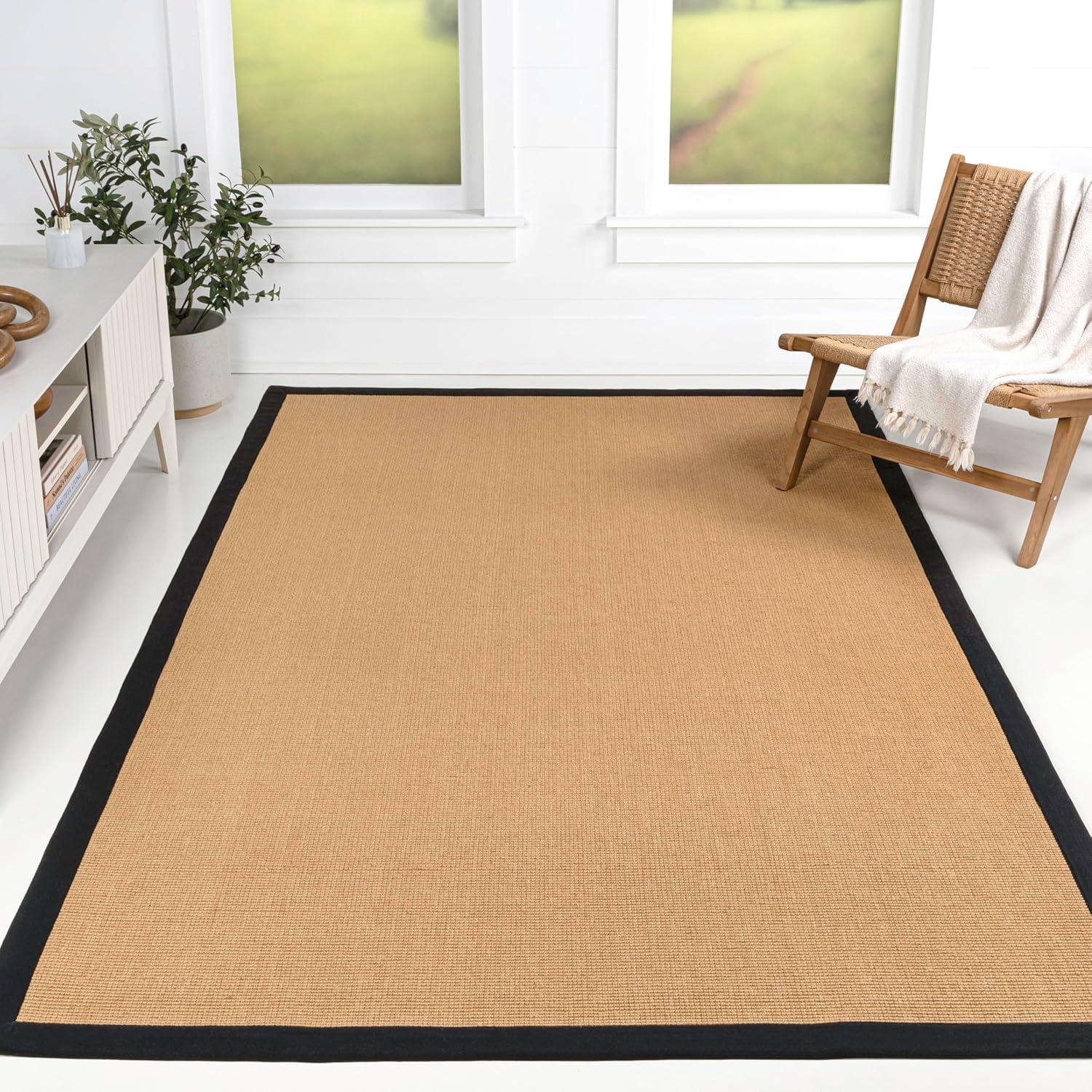 image:imageJONATHAN Y Border Jute Indoor Area Rug NaturalDark Gray 3X5 ft Camden Farmhouse Cottage for Living Room Bedroom Kitchen Office EasyCleaning High Traffic PetFriendly NonShedding KTN100D3NaturalBlack
