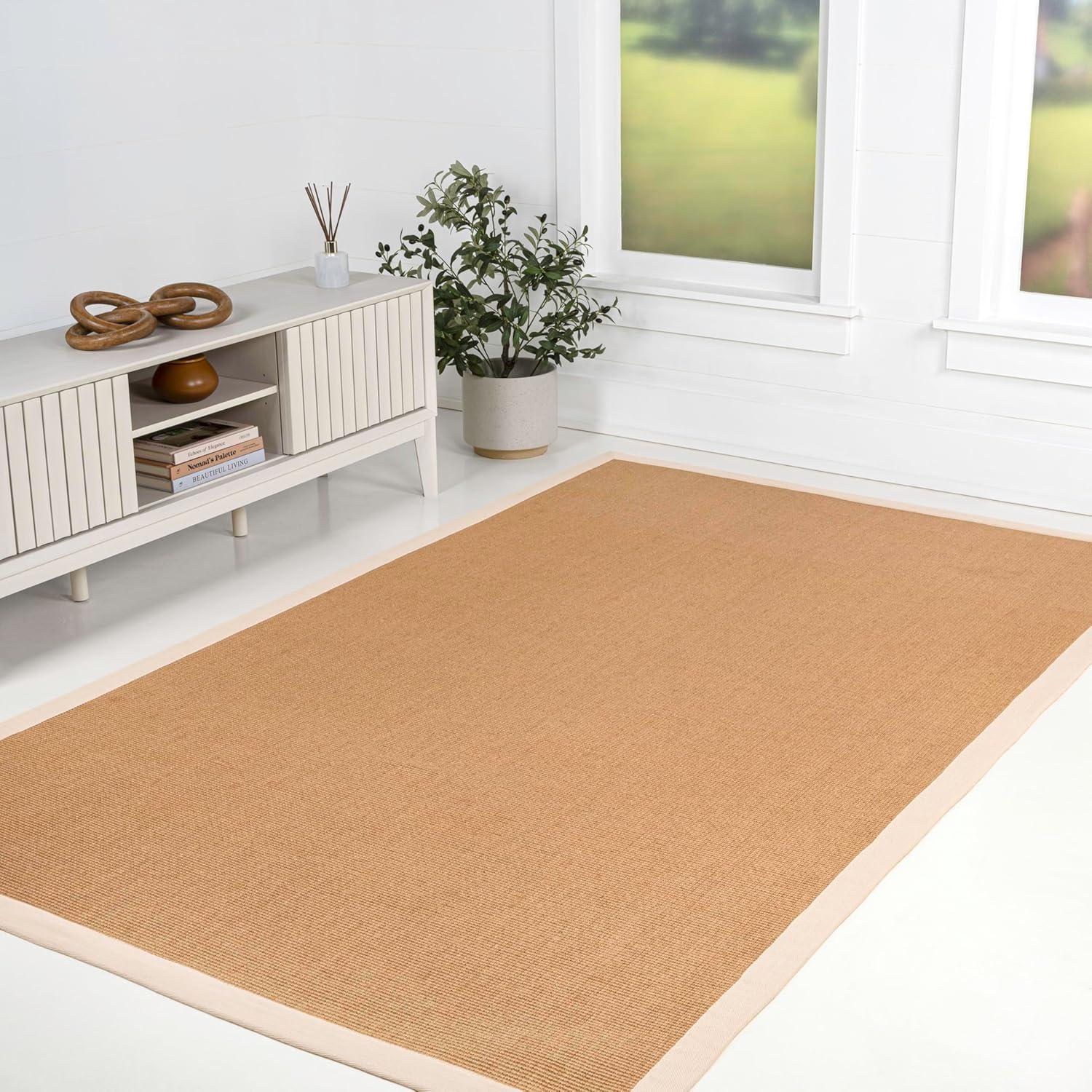 image:imageJONATHAN Y Border Jute Indoor Area Rug NaturalDark Gray 3X5 ft Camden Farmhouse Cottage for Living Room Bedroom Kitchen Office EasyCleaning High Traffic PetFriendly NonShedding KTN100D3NaturalBeige