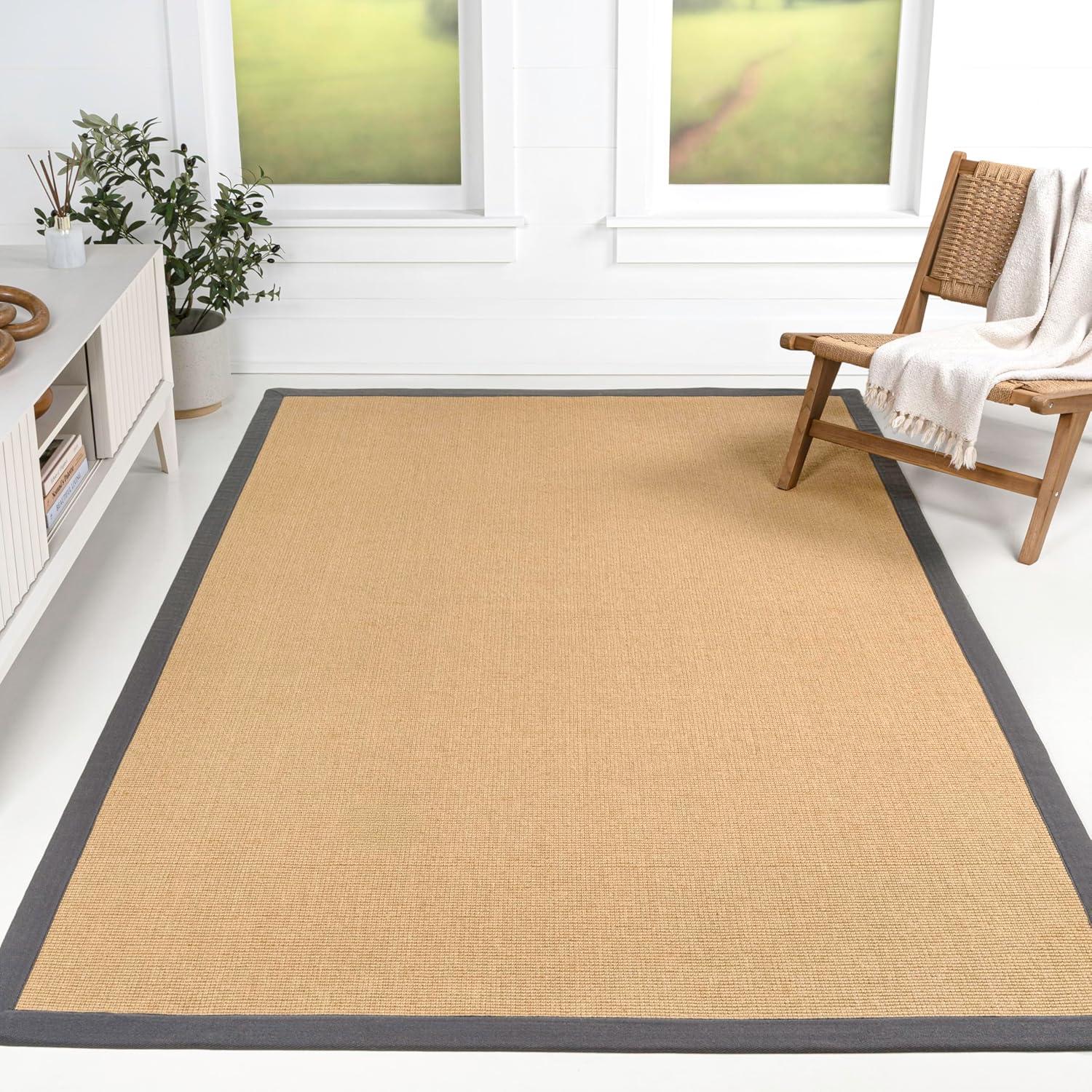 image:imageJONATHAN Y Border Jute Indoor Area Rug NaturalDark Gray 3X5 ft Camden Farmhouse Cottage for Living Room Bedroom Kitchen Office EasyCleaning High Traffic PetFriendly NonShedding KTN100D3NaturalDark Gray