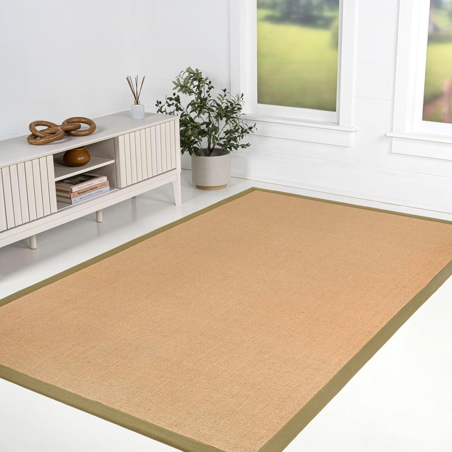 image:imageJONATHAN Y Border Jute Indoor Area Rug NaturalDark Gray 3X5 ft Camden Farmhouse Cottage for Living Room Bedroom Kitchen Office EasyCleaning High Traffic PetFriendly NonShedding KTN100D3NaturalOlive