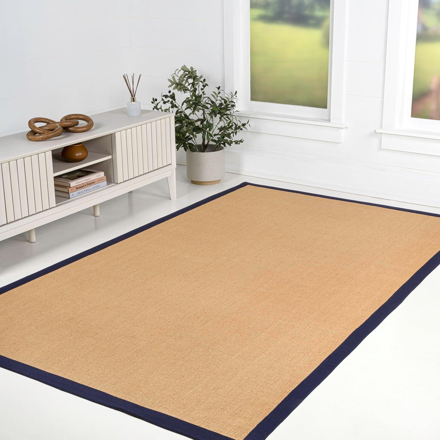 image:imageJONATHAN Y Border Jute Indoor Area Rug NaturalDark Gray 3X5 ft Camden Farmhouse Cottage for Living Room Bedroom Kitchen Office EasyCleaning High Traffic PetFriendly NonShedding KTN100D3NaturalNavy
