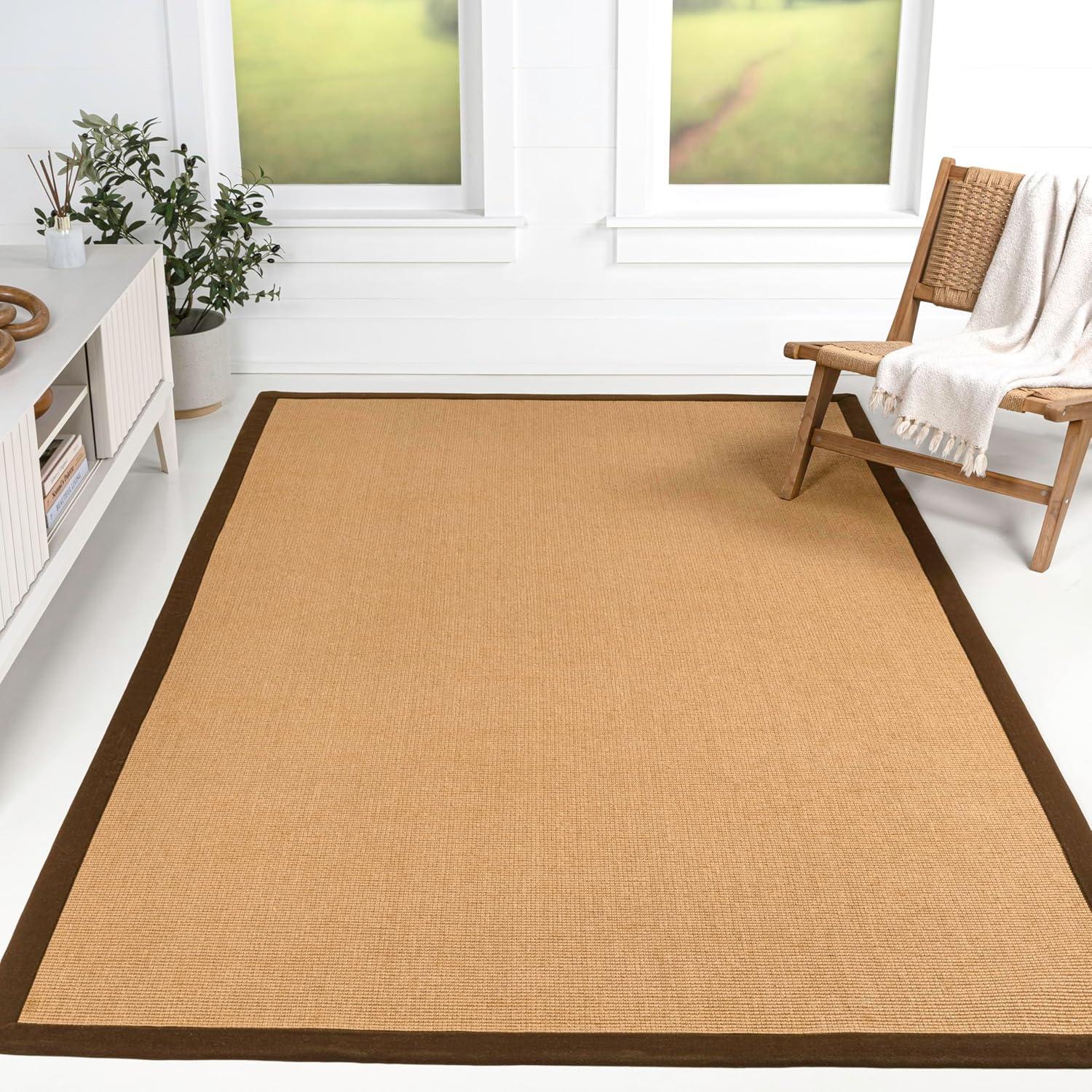 image:imageJONATHAN Y Border Jute Indoor Area Rug NaturalDark Gray 3X5 ft Camden Farmhouse Cottage for Living Room Bedroom Kitchen Office EasyCleaning High Traffic PetFriendly NonShedding KTN100D3NaturalBrown