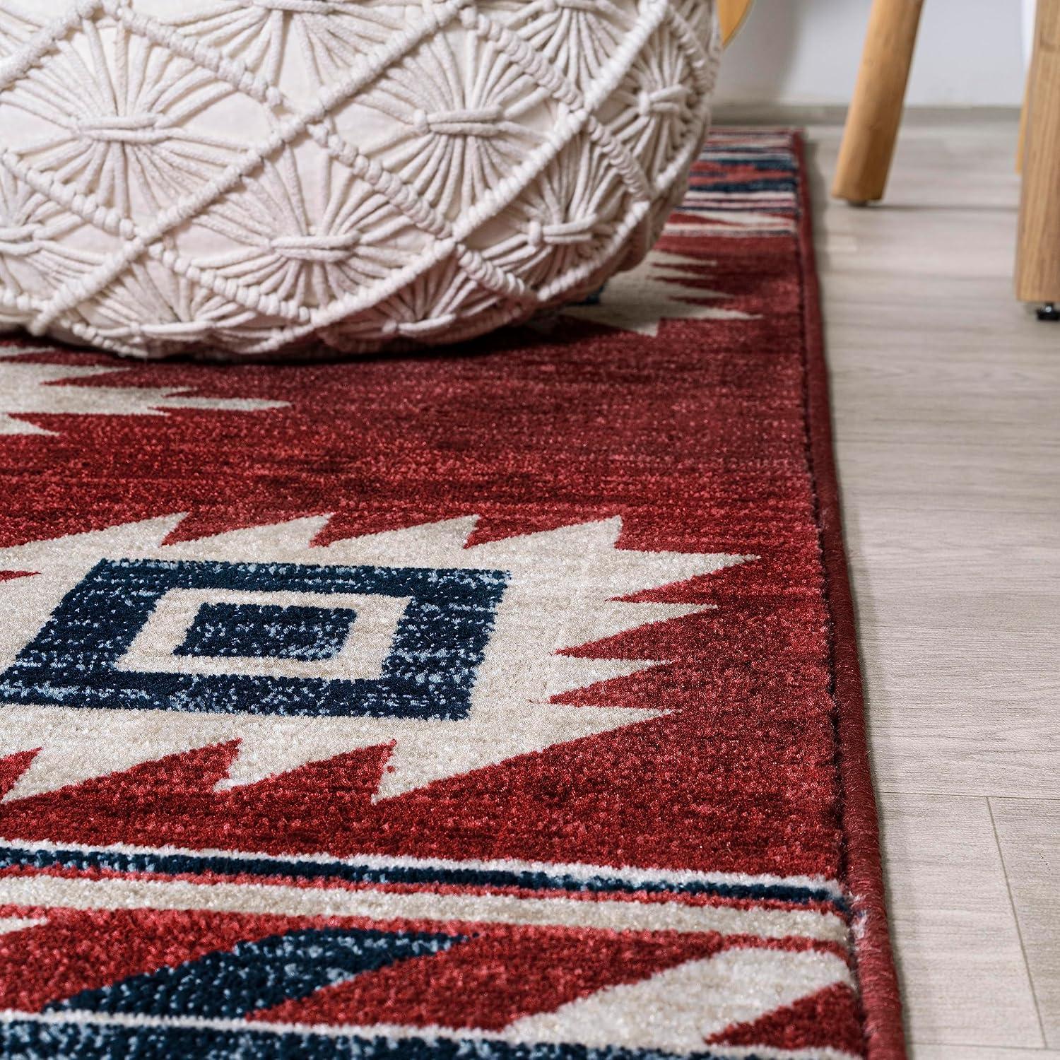 image:imageJONATHAN Y Medallion Southwestern Indoor Area Rug 5X8 RedNavyCream Serape for Living Room Bedroom Kitchen Office EasyCleaning High Traffic PetFriendly NonShedding SWC100A53 x 5 Rectangular
