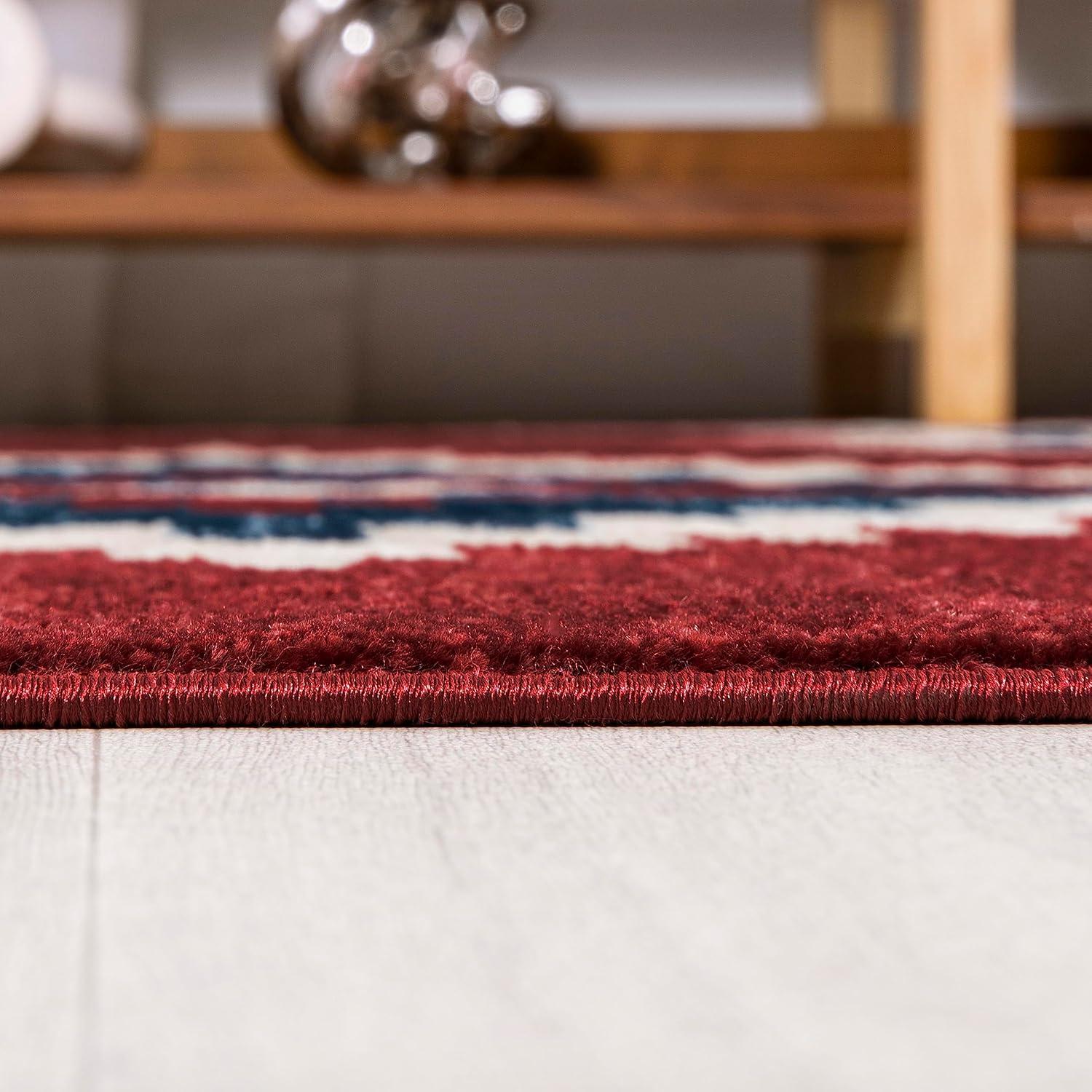 image:imageJONATHAN Y Medallion Southwestern Indoor Area Rug 5X8 RedNavyCream Serape for Living Room Bedroom Kitchen Office EasyCleaning High Traffic PetFriendly NonShedding SWC100A54 x 6 Rectangular