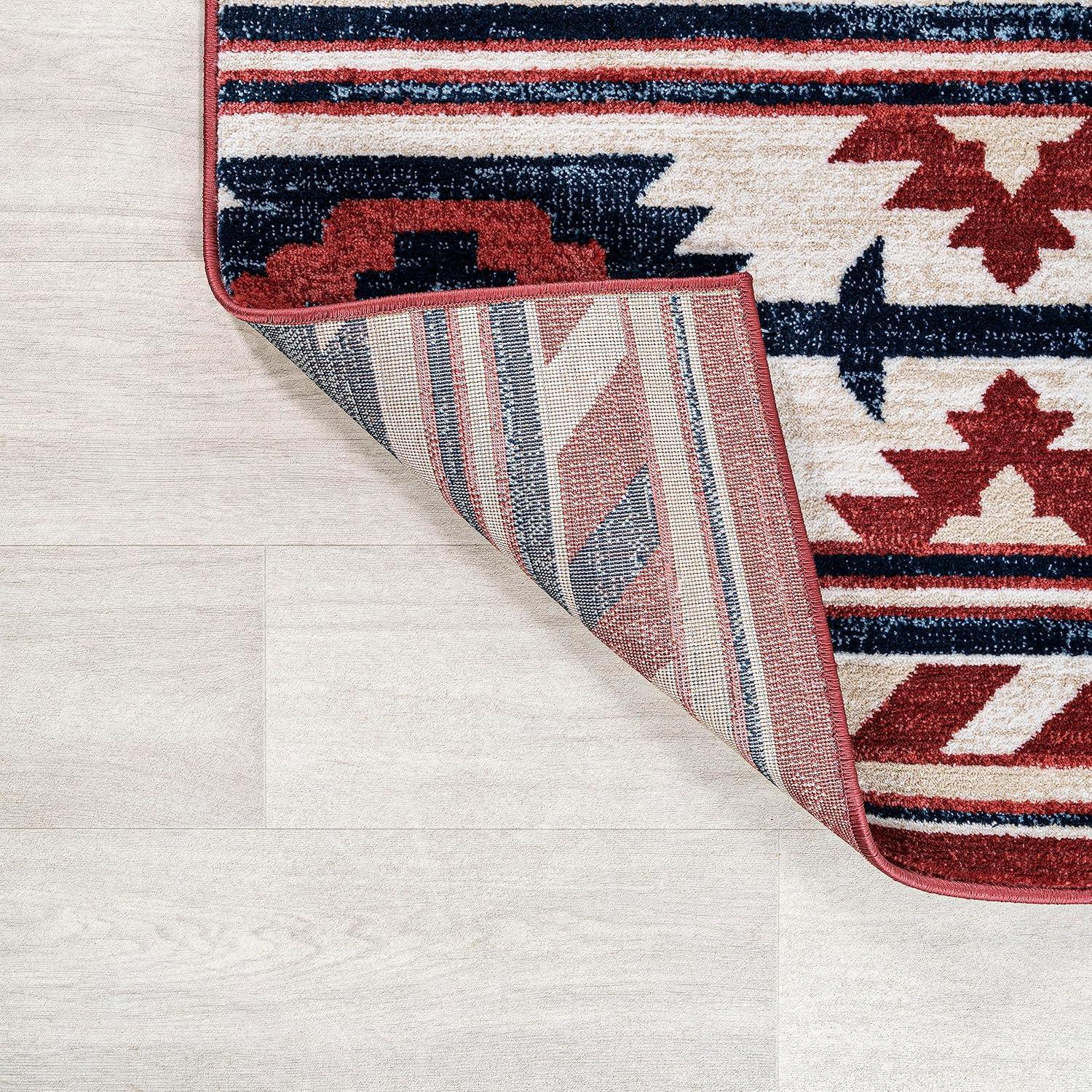 image:imageJONATHAN Y Medallion Southwestern Indoor Area Rug 5X8 RedNavyCream Serape for Living Room Bedroom Kitchen Office EasyCleaning High Traffic PetFriendly NonShedding SWC100A52 x 8 Runner