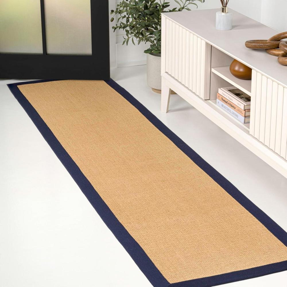 image:imageJONATHAN Y Border Jute Indoor Area Rug NaturalDark Gray 3X5 ft Camden Farmhouse Cottage for Living Room Bedroom Kitchen Office EasyCleaning High Traffic PetFriendly NonShedding KTN100D3NaturalNavy