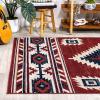 JONATHAN Y Medallion Southwestern Indoor Area Rug 5X8 Red/Navy/Cream, Serape for Living Room, Bedroom, Kitchen, Office, Easy-Cleaning, High Traffic, Pet-Friendly, Non-Shedding SWC100A-5(5’3″ x 7’7″ (Rectangular))