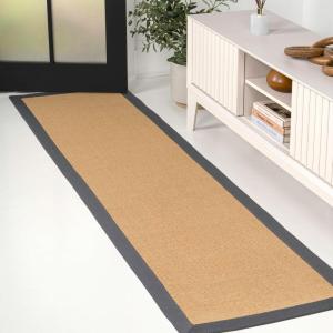 JONATHAN Y Border Jute Indoor Area Rug Natural/Dark Gray 3X5 ft, Camden Farmhouse Cottage for Living Room, Bedroom, Kitchen, Office, Easy-Cleaning, High Traffic, Pet-Friendly, Non-Shedding KTN100D-3(Natural/Dark Gray)