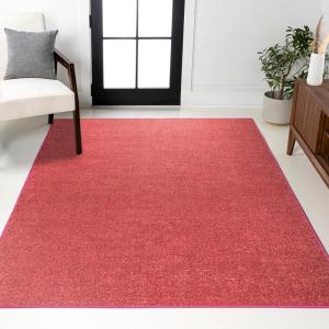 JONATHAN Y Haze Solid Low-Pile Red Indoor Area Rug 3×5, Coastal,Bohemian,Minimalist,Classic, Easy-Cleaning for Living Room,Bedroom,Kitchen,Pet Friendly,Non-Shedding (SEU100E-3)