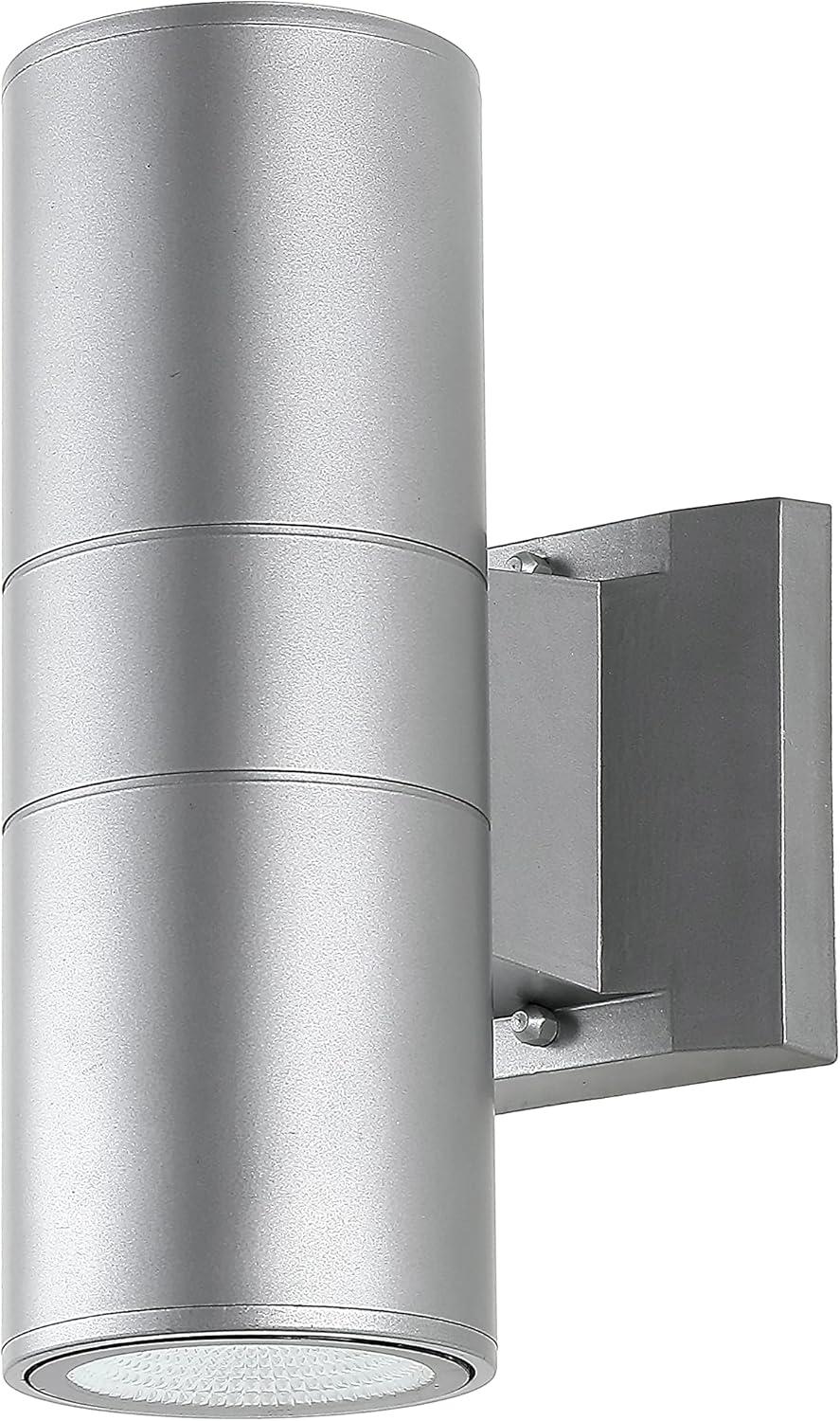 image:imageJONATHAN Y JYL7445A Duo 6 Cylinder Outdoor MetalGlass Integrated LED Sconce Uplight Contemporary Minimal Glam Transitional 3000K LED Bulbs Included Porch Patio Yard Garage Doorway Entryway BlackSilver