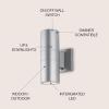JONATHAN Y JYL7445A Duo 6″ Cylinder Outdoor Metal/Glass Integrated LED Sconce Uplight Contemporary Minimal Glam Transitional 3000K LED Bulbs Included Porch Patio Yard Garage Doorway Entryway, Black(Silver)