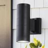 JONATHAN Y JYL7445A Duo 6″ Cylinder Outdoor Metal/Glass Integrated LED Sconce Uplight Contemporary Minimal Glam Transitional 3000K LED Bulbs Included Porch Patio Yard Garage Doorway Entryway, Black(Black)