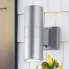 JONATHAN Y JYL7445A Duo 6″ Cylinder Outdoor Metal/Glass Integrated LED Sconce Uplight Contemporary Minimal Glam Transitional 3000K LED Bulbs Included Porch Patio Yard Garage Doorway Entryway, Black(Silver)