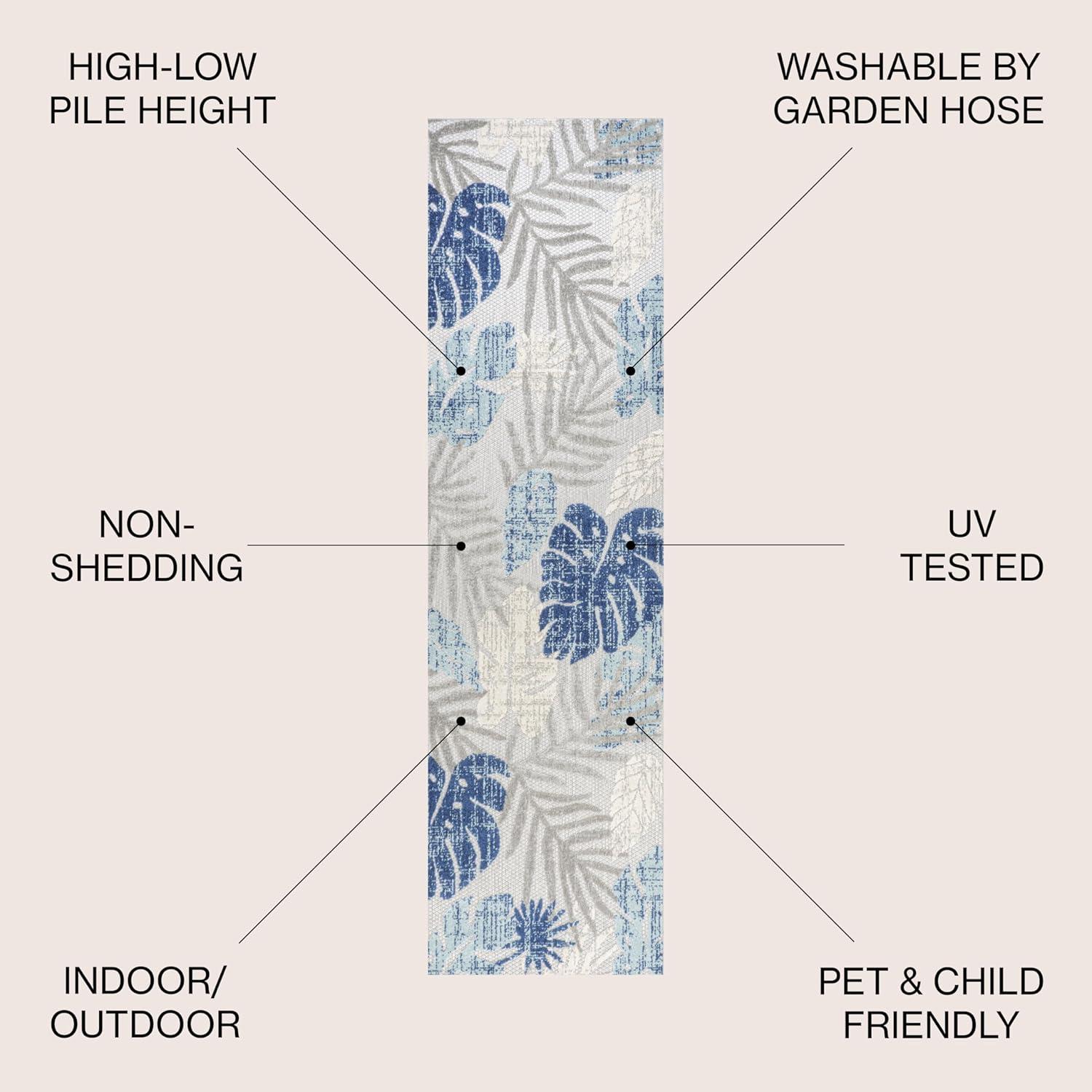 image:imageJONATHAN Y Tropical Leaf Indoor Outdoor Area Rug 8X10 Light GrayNavy Monstera HighLow for Backyard Patio Porch EasyCleaning High Traffic PetFriendly NonShedding AMC113A823 x 8 Runner