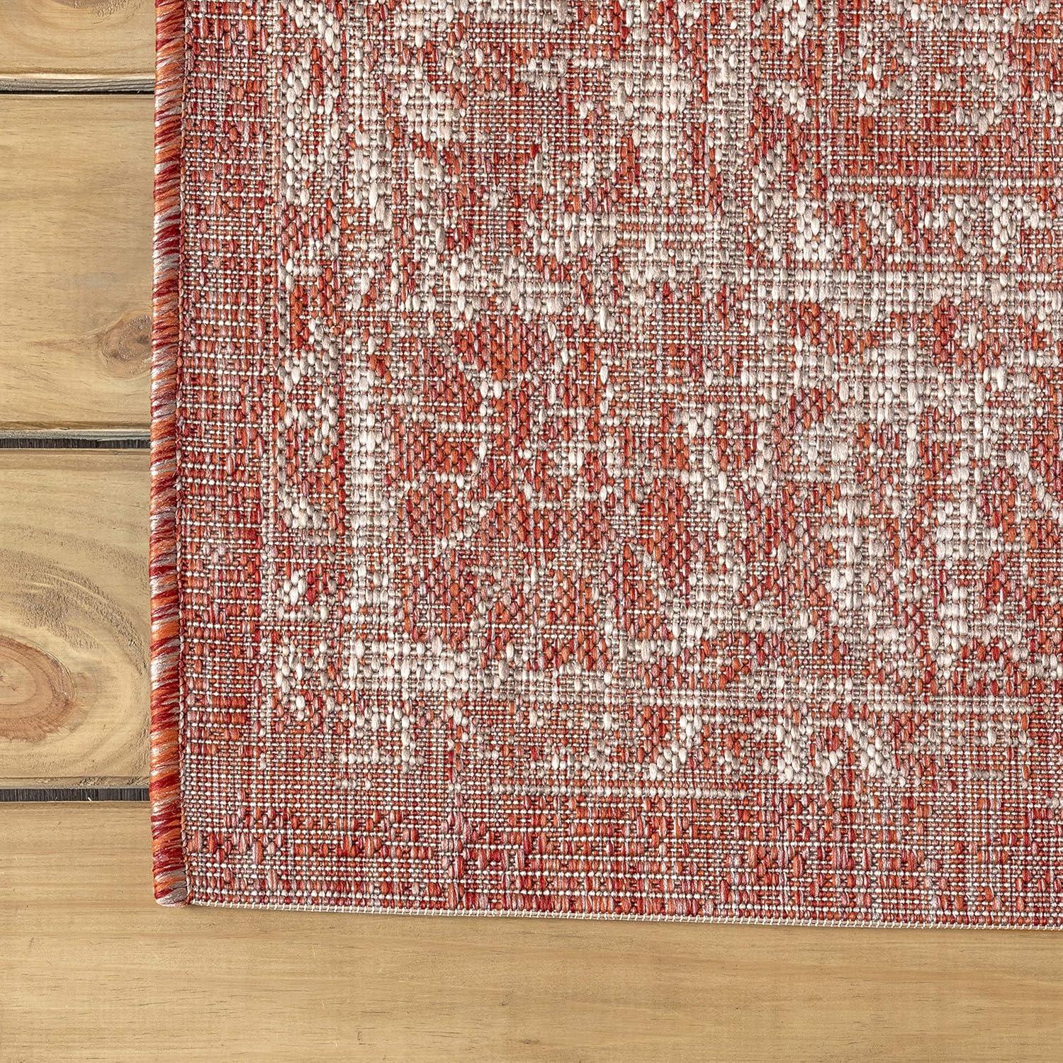 image:imageJONATHAN Y Weave Floral Indoor Outdoor Area Rug 5X8 TealGray Tela Bohemian Textured for Backyard Patio Porch EasyCleaning High Traffic PetFriendly NonShedding SMB100C5RedTaupe