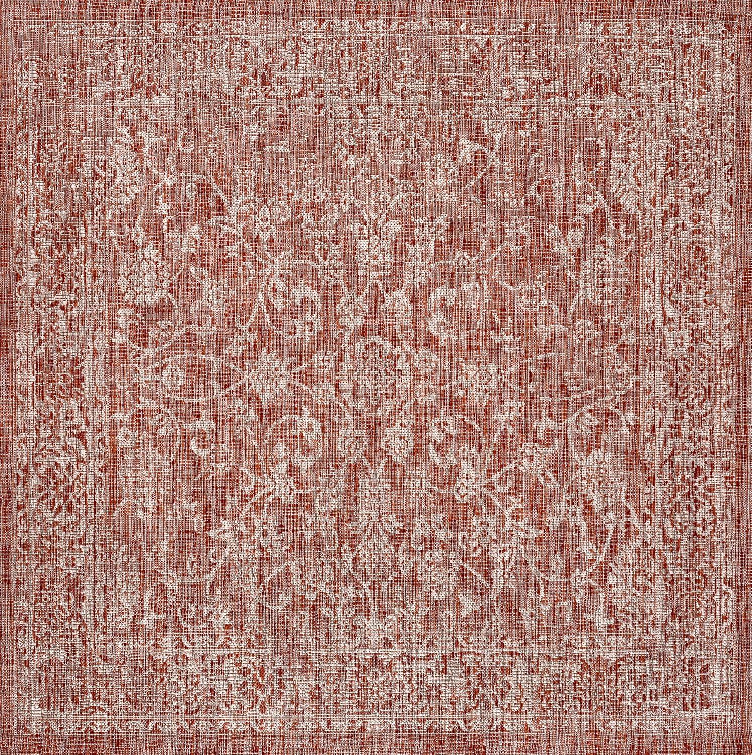 image:imageJONATHAN Y Weave Floral Indoor Outdoor Area Rug 5X8 TealGray Tela Bohemian Textured for Backyard Patio Porch EasyCleaning High Traffic PetFriendly NonShedding SMB100C5RedTaupe