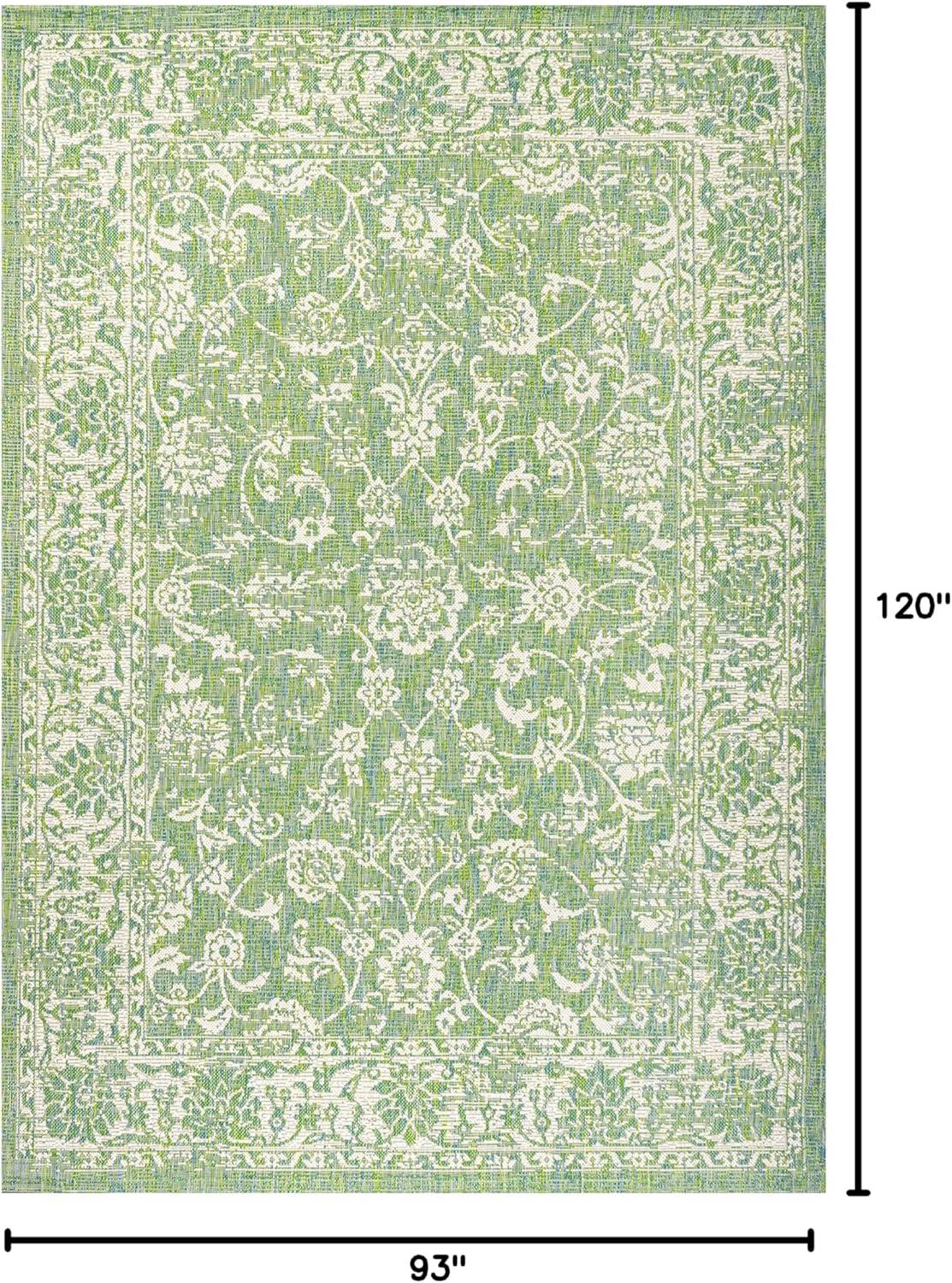 image:imageJONATHAN Y Weave Floral Indoor Outdoor Area Rug 5X8 TealGray Tela Bohemian Textured for Backyard Patio Porch EasyCleaning High Traffic PetFriendly NonShedding SMB100C5CreamGreen