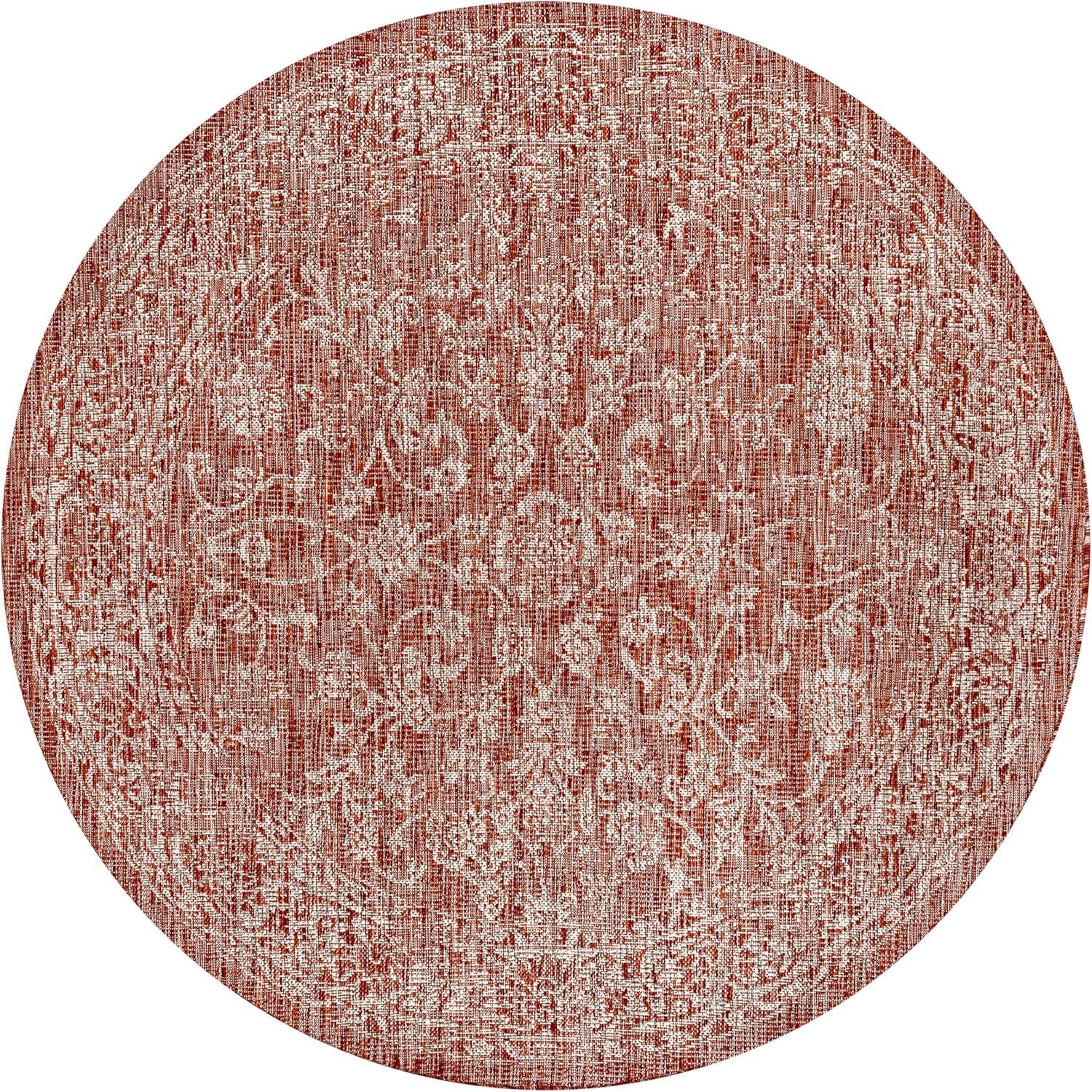 image:imageJONATHAN Y Weave Floral Indoor Outdoor Area Rug 5X8 TealGray Tela Bohemian Textured for Backyard Patio Porch EasyCleaning High Traffic PetFriendly NonShedding SMB100C5RedTaupe