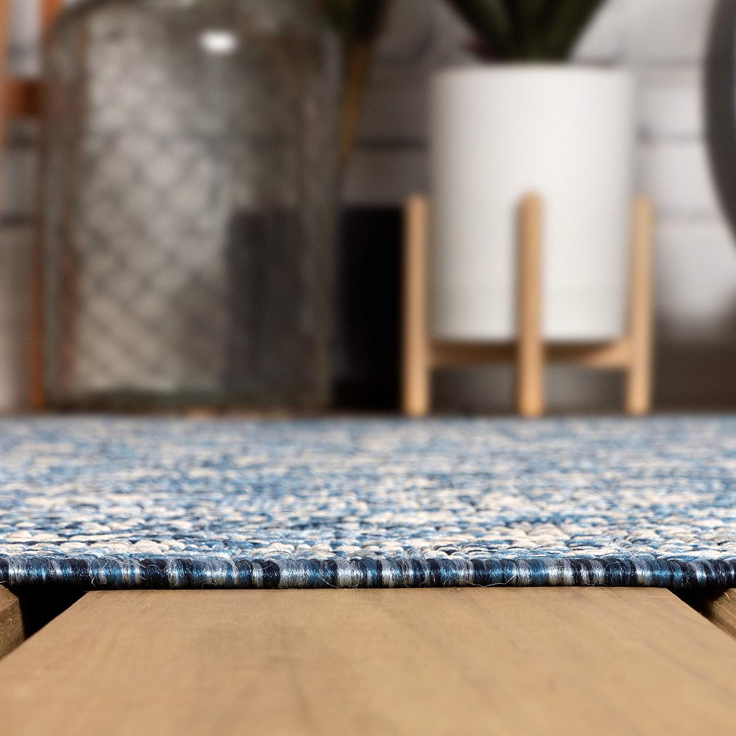image:imageJONATHAN Y Weave Floral Indoor Outdoor Area Rug 5X8 TealGray Tela Bohemian Textured for Backyard Patio Porch EasyCleaning High Traffic PetFriendly NonShedding SMB100C5NavyGray