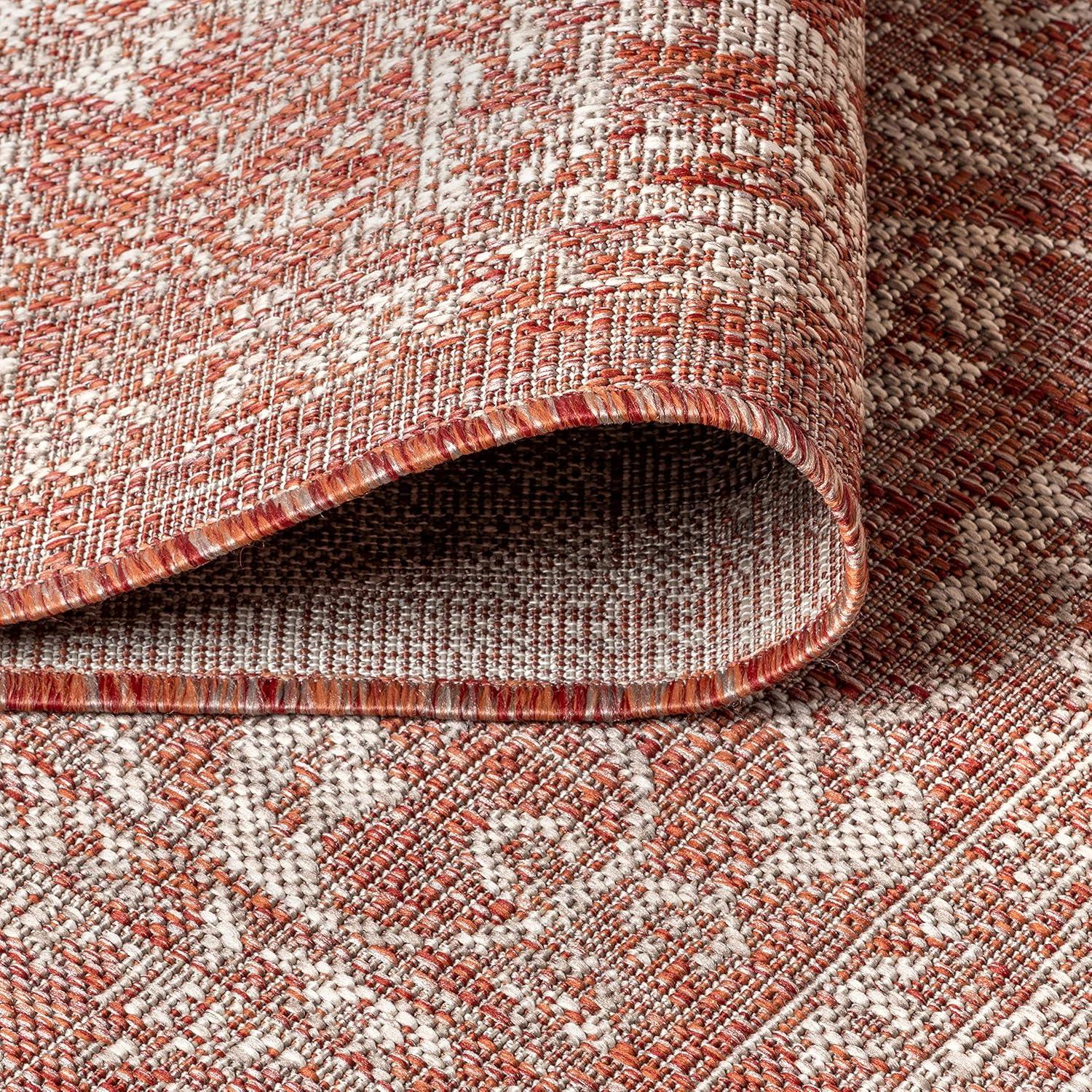 image:imageJONATHAN Y Weave Floral Indoor Outdoor Area Rug 5X8 TealGray Tela Bohemian Textured for Backyard Patio Porch EasyCleaning High Traffic PetFriendly NonShedding SMB100C5RedTaupe