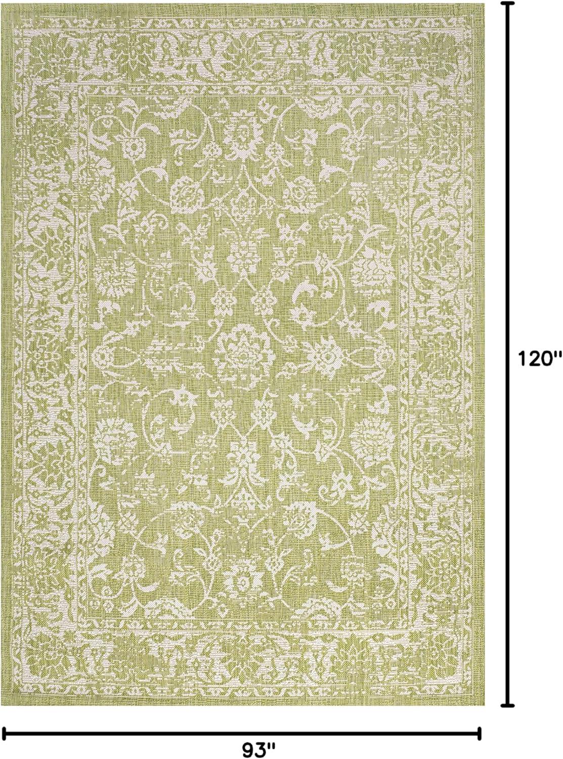 image:imageJONATHAN Y Weave Floral Indoor Outdoor Area Rug 5X8 TealGray Tela Bohemian Textured for Backyard Patio Porch EasyCleaning High Traffic PetFriendly NonShedding SMB100C5GreenCream
