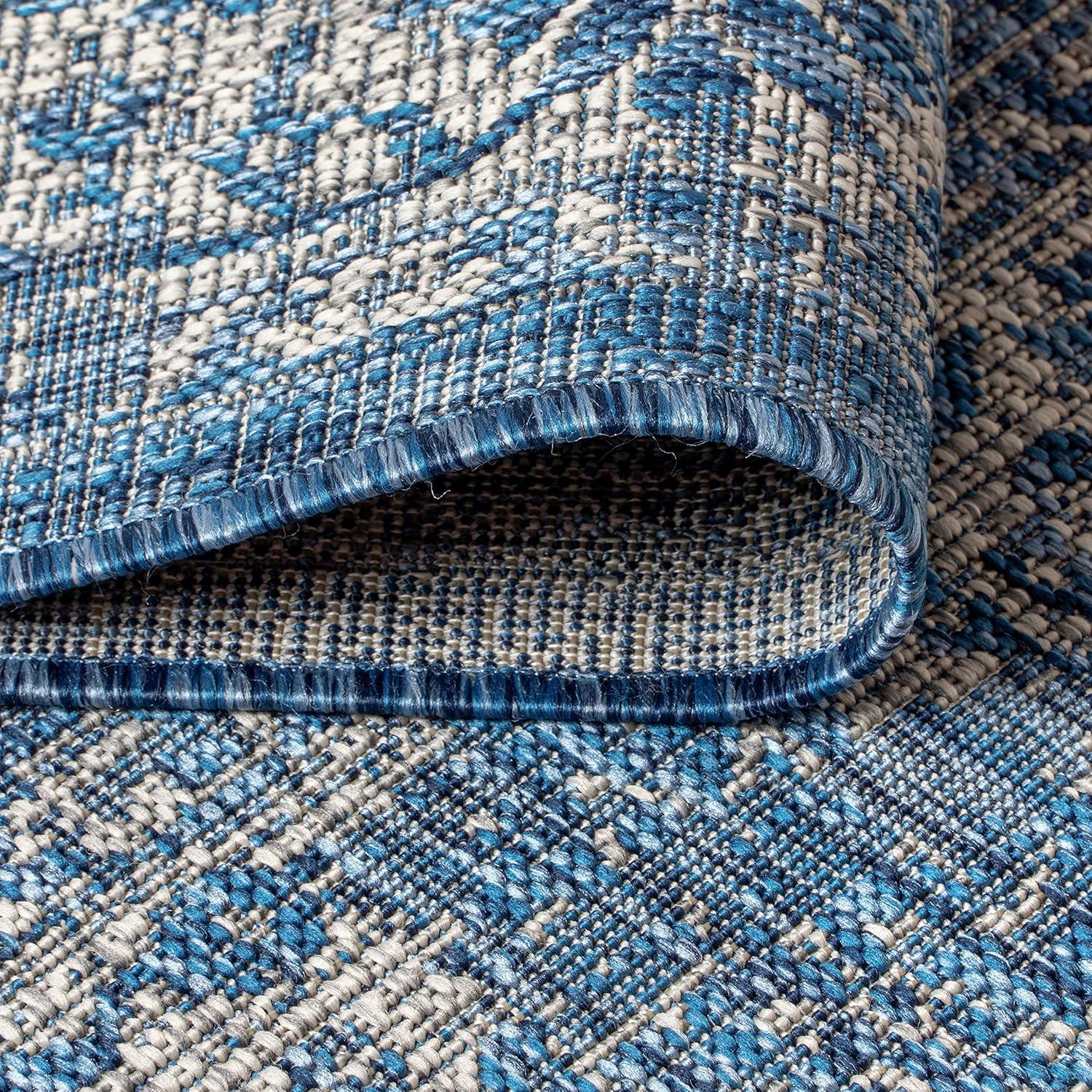 image:imageJONATHAN Y Weave Floral Indoor Outdoor Area Rug 5X8 TealGray Tela Bohemian Textured for Backyard Patio Porch EasyCleaning High Traffic PetFriendly NonShedding SMB100C5NavyGray