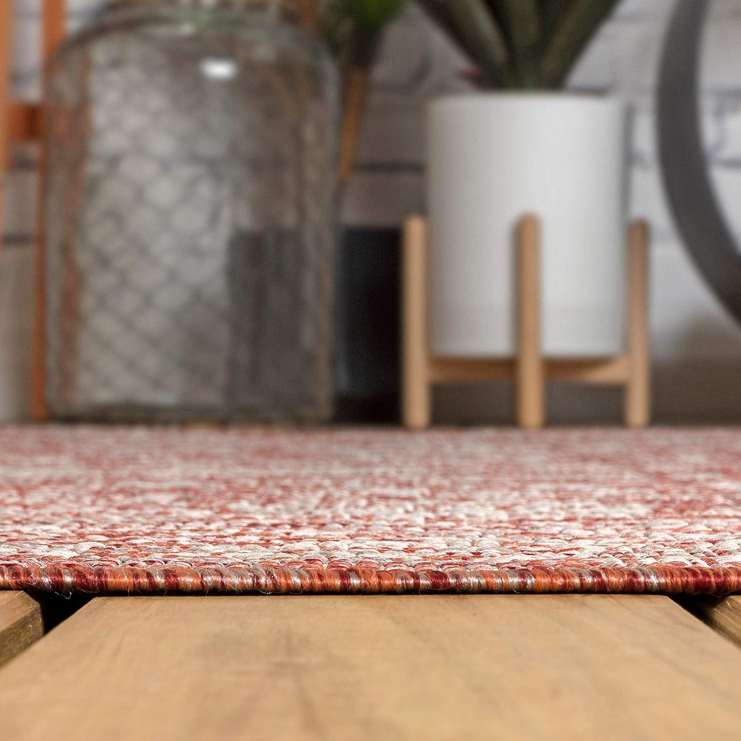 image:imageJONATHAN Y Weave Floral Indoor Outdoor Area Rug 5X8 TealGray Tela Bohemian Textured for Backyard Patio Porch EasyCleaning High Traffic PetFriendly NonShedding SMB100C5RedTaupe