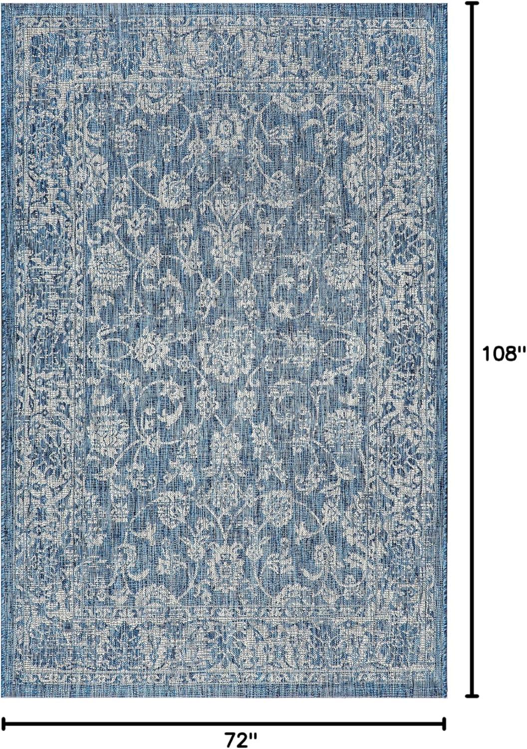 image:imageJONATHAN Y Weave Floral Indoor Outdoor Area Rug 5X8 TealGray Tela Bohemian Textured for Backyard Patio Porch EasyCleaning High Traffic PetFriendly NonShedding SMB100C5NavyGray
