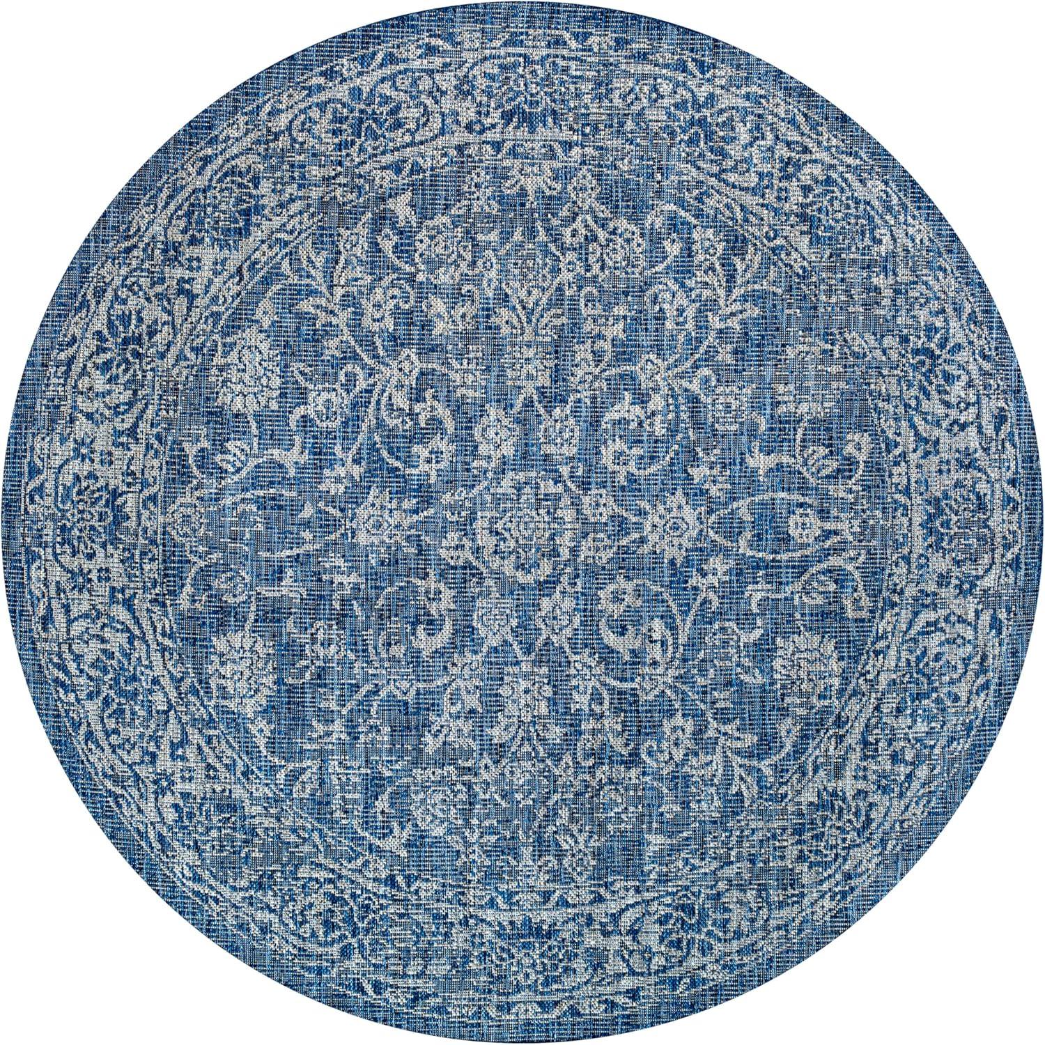 image:imageJONATHAN Y Weave Floral Indoor Outdoor Area Rug 5X8 TealGray Tela Bohemian Textured for Backyard Patio Porch EasyCleaning High Traffic PetFriendly NonShedding SMB100C5NavyGray