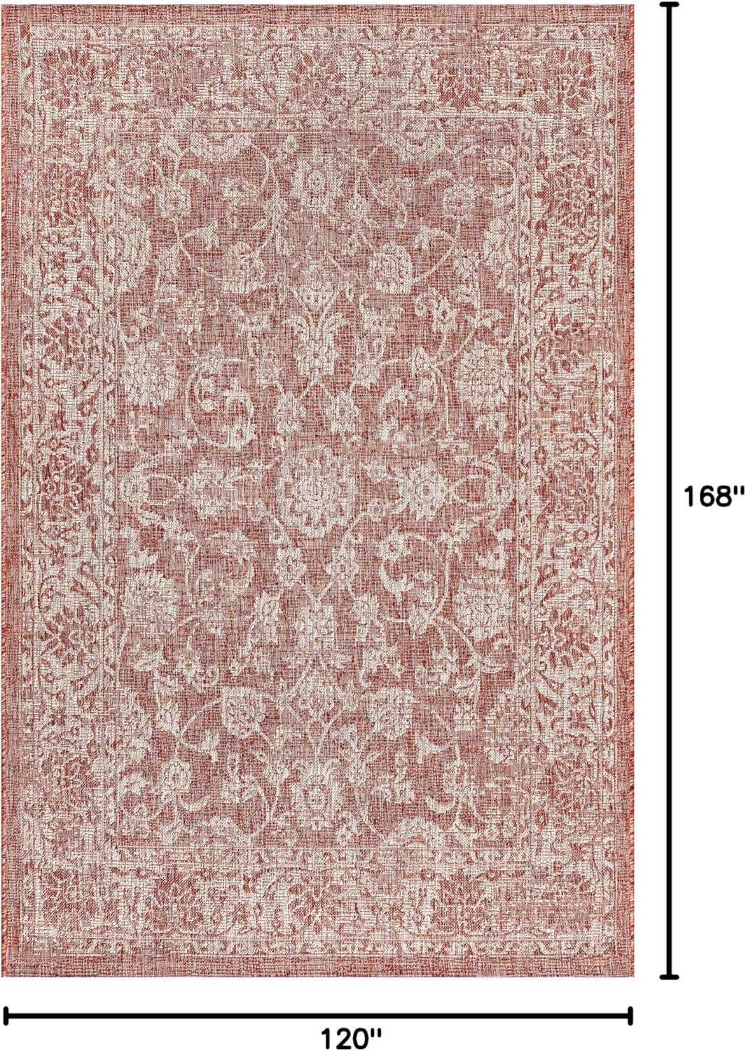 image:imageJONATHAN Y Weave Floral Indoor Outdoor Area Rug 5X8 TealGray Tela Bohemian Textured for Backyard Patio Porch EasyCleaning High Traffic PetFriendly NonShedding SMB100C5RedTaupe