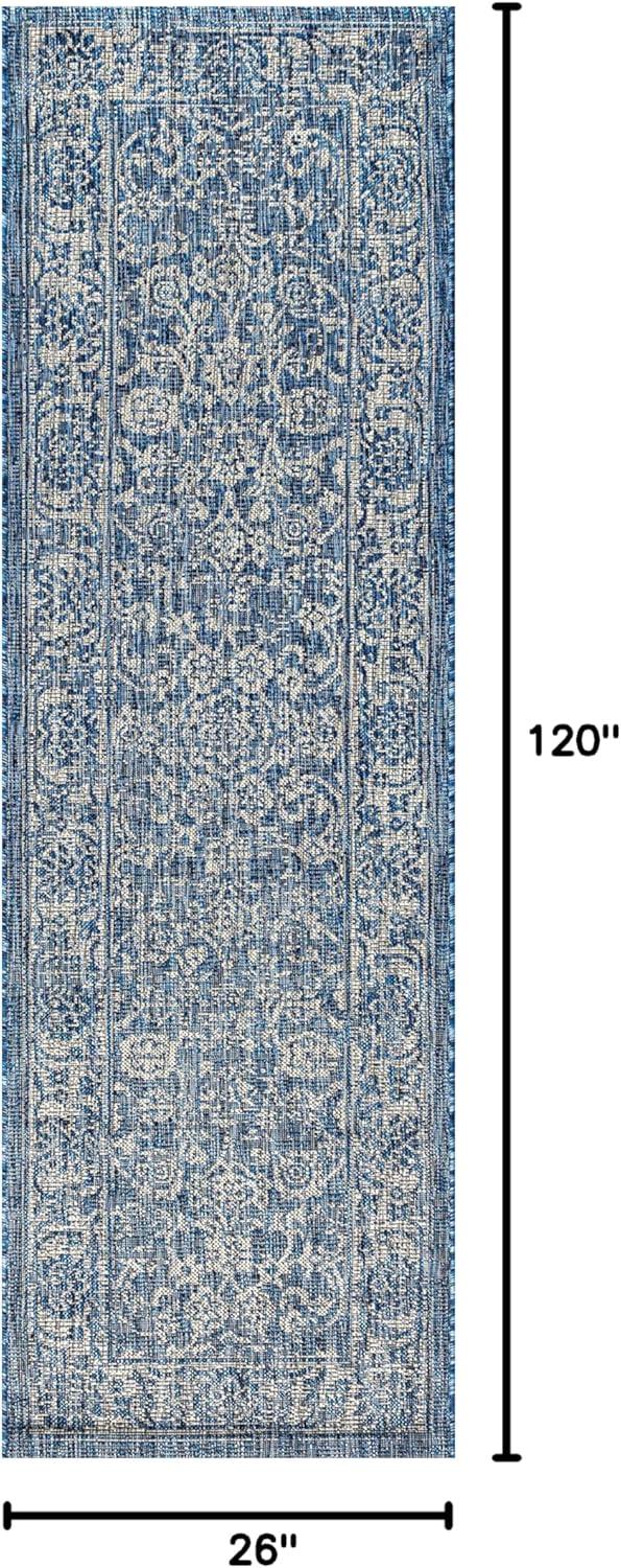 image:imageJONATHAN Y Weave Floral Indoor Outdoor Area Rug 5X8 TealGray Tela Bohemian Textured for Backyard Patio Porch EasyCleaning High Traffic PetFriendly NonShedding SMB100C5NavyGray