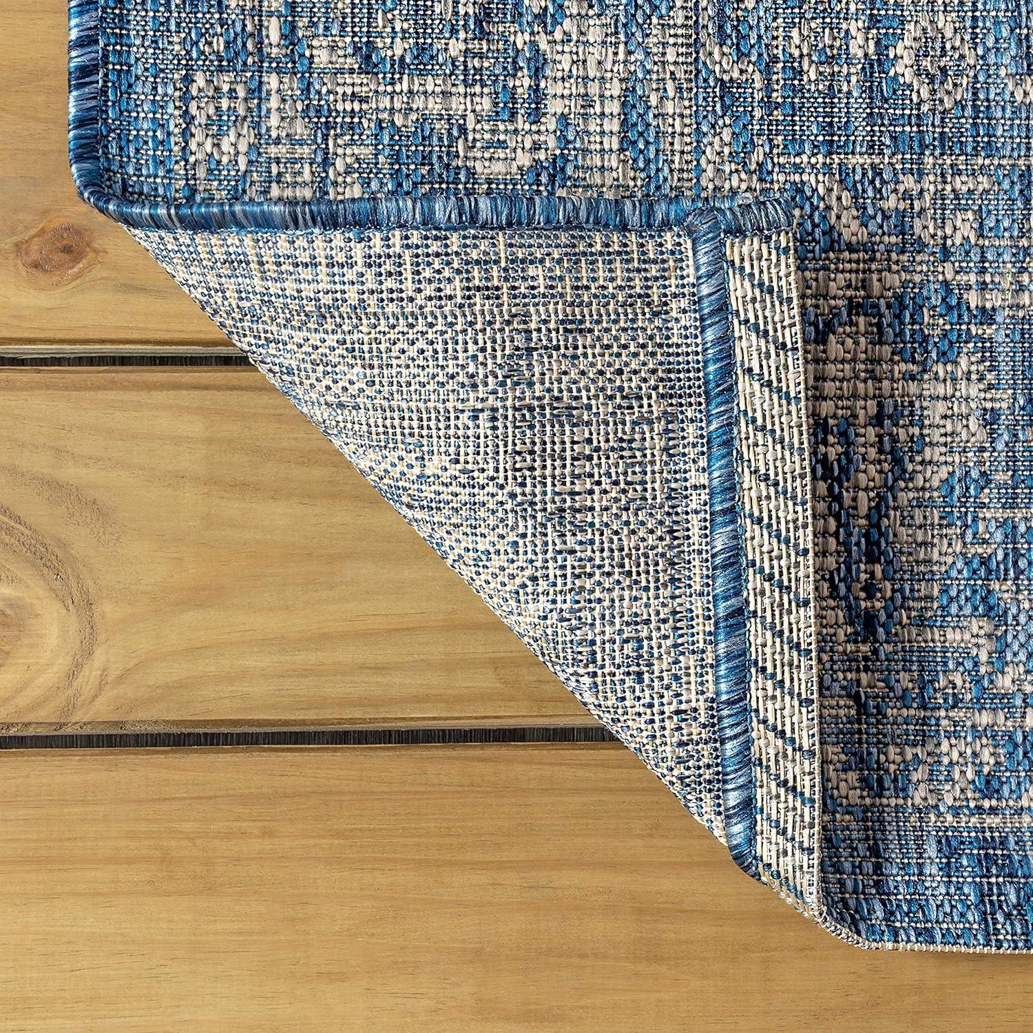 image:imageJONATHAN Y Weave Floral Indoor Outdoor Area Rug 5X8 TealGray Tela Bohemian Textured for Backyard Patio Porch EasyCleaning High Traffic PetFriendly NonShedding SMB100C5NavyGray
