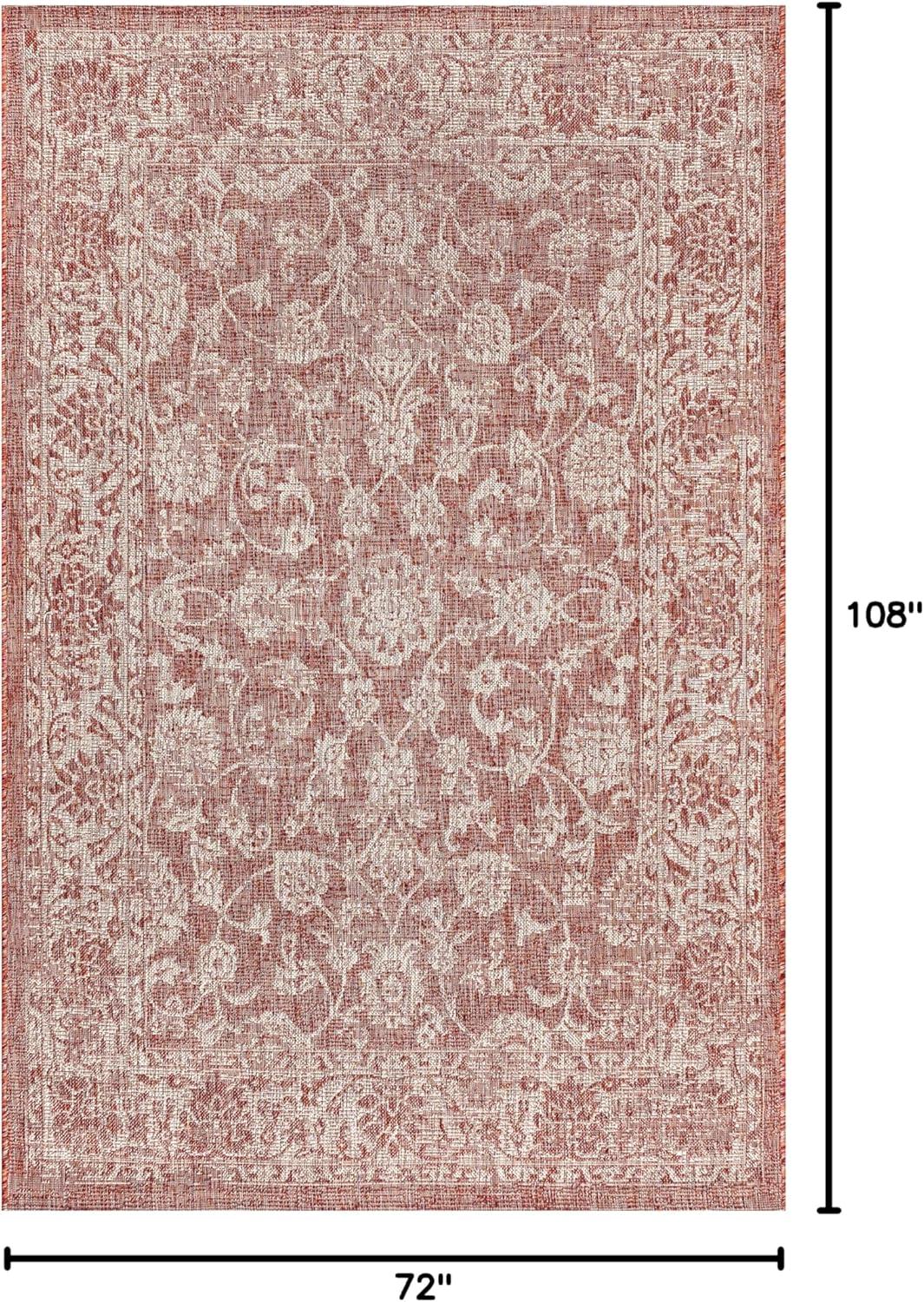 image:imageJONATHAN Y Weave Floral Indoor Outdoor Area Rug 5X8 TealGray Tela Bohemian Textured for Backyard Patio Porch EasyCleaning High Traffic PetFriendly NonShedding SMB100C5RedTaupe
