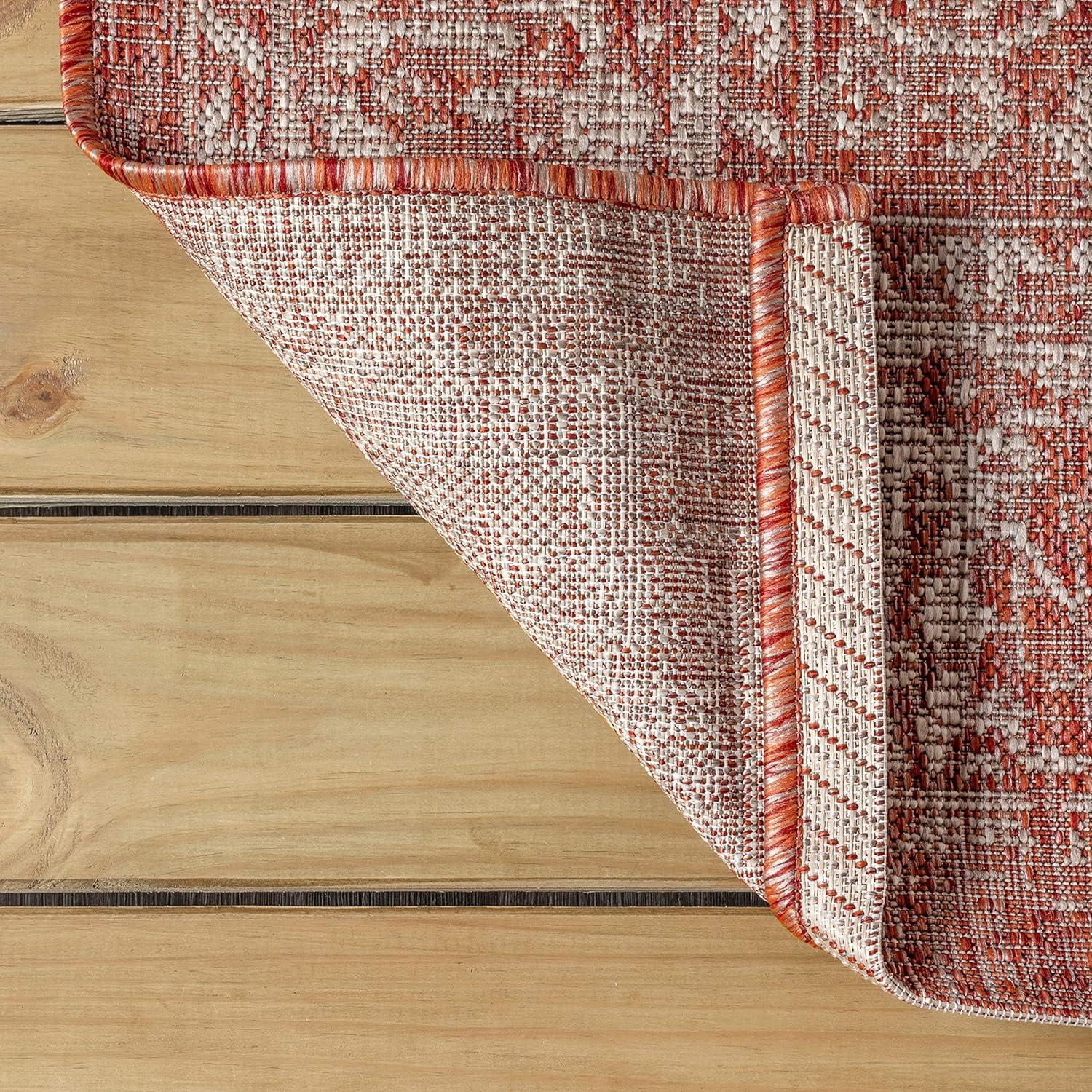 image:imageJONATHAN Y Weave Floral Indoor Outdoor Area Rug 5X8 TealGray Tela Bohemian Textured for Backyard Patio Porch EasyCleaning High Traffic PetFriendly NonShedding SMB100C5RedTaupe