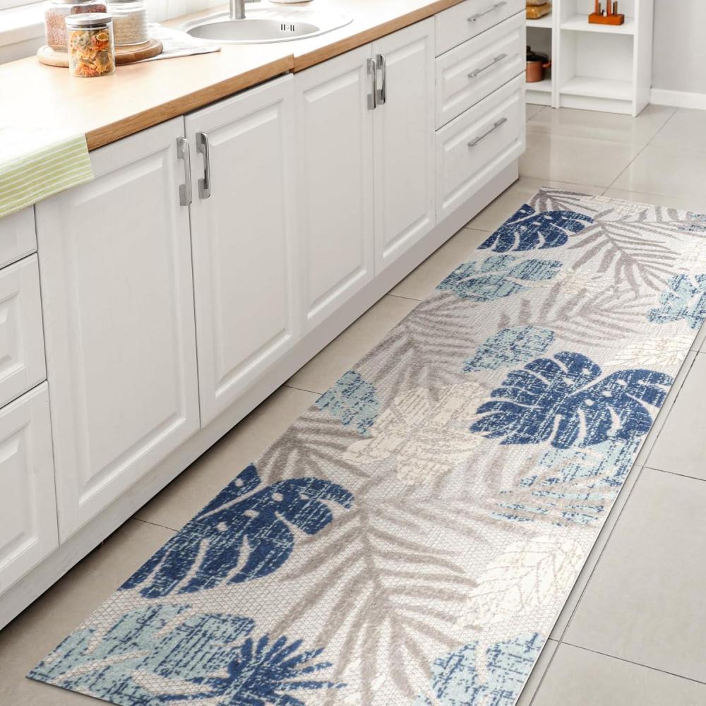 image:imageJONATHAN Y Tropical Leaf Indoor Outdoor Area Rug 8X10 Light GrayNavy Monstera HighLow for Backyard Patio Porch EasyCleaning High Traffic PetFriendly NonShedding AMC113A823 x 8 Runner