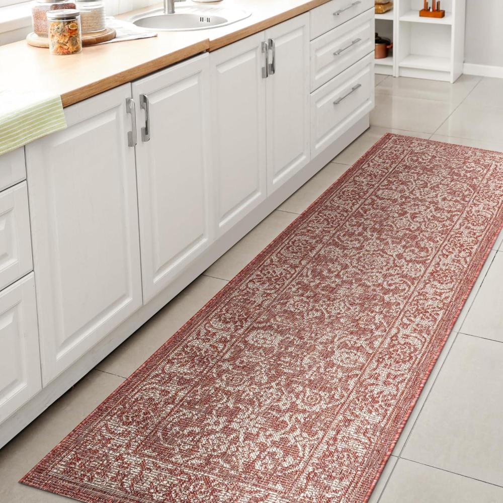 image:imageJONATHAN Y Weave Floral Indoor Outdoor Area Rug 5X8 TealGray Tela Bohemian Textured for Backyard Patio Porch EasyCleaning High Traffic PetFriendly NonShedding SMB100C5RedTaupe