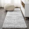 JONATHAN Y Art Deco Geometric Indoor Outdoor Runner Rug 2X10 White/Black, Jordan High-Low Pile for Backyard, Patio, Porch, Easy-Cleaning, High Traffic, Pet-Friendly, Non-Shedding (SBH103A-210)(White/Black)