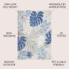 JONATHAN Y Tropical Leaf Indoor Outdoor Area Rug 8X10 Light Gray/Navy, Monstera High-Low for Backyard, Patio, Porch, Easy-Cleaning, High Traffic, Pet-Friendly, Non-Shedding (AMC113A-8)(5’3″ x 7’7″ (Rectangular))