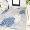 JONATHAN Y Tropical Leaf Indoor Outdoor Area Rug 8X10 Light Gray/Navy, Monstera High-Low for Backyard, Patio, Porch, Easy-Cleaning, High Traffic, Pet-Friendly, Non-Shedding (AMC113A-8)(7’9″ x 10′ (Rectangular))